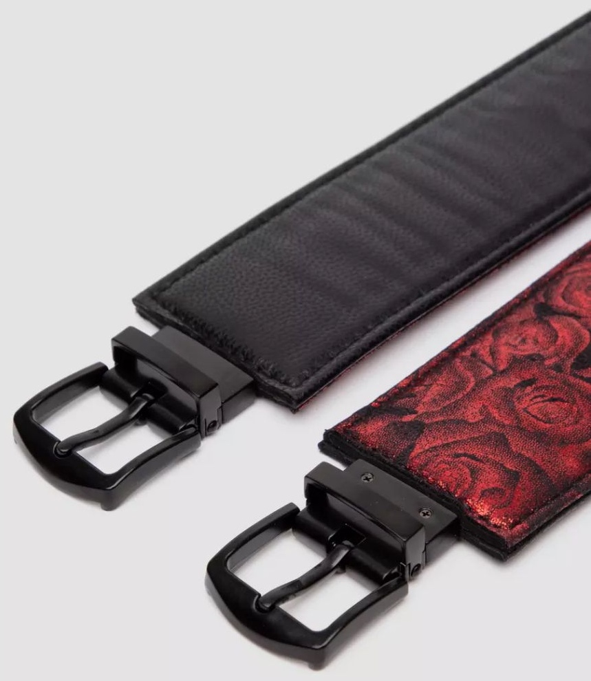 Красно-черные наручники Reversible Faux Leather Wrist Cuffs