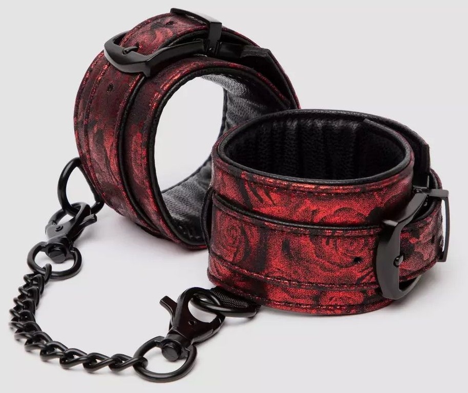 Красно-черные наручники Reversible Faux Leather Wrist Cuffs