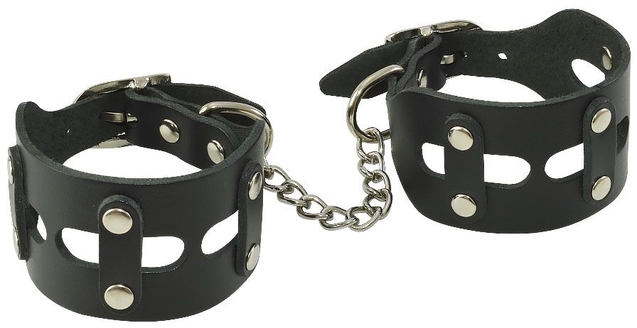 Черные кожаные наручники  Цезарь 
