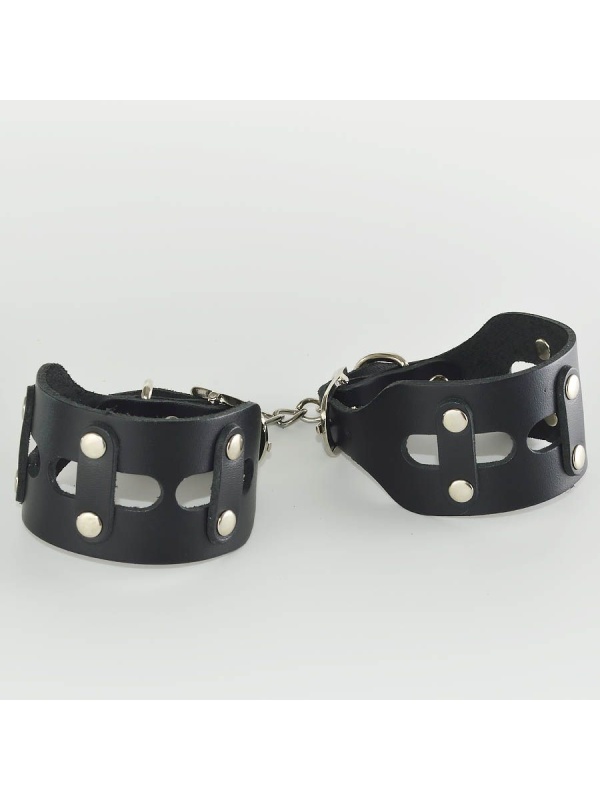 Черные кожаные наручники  Цезарь 