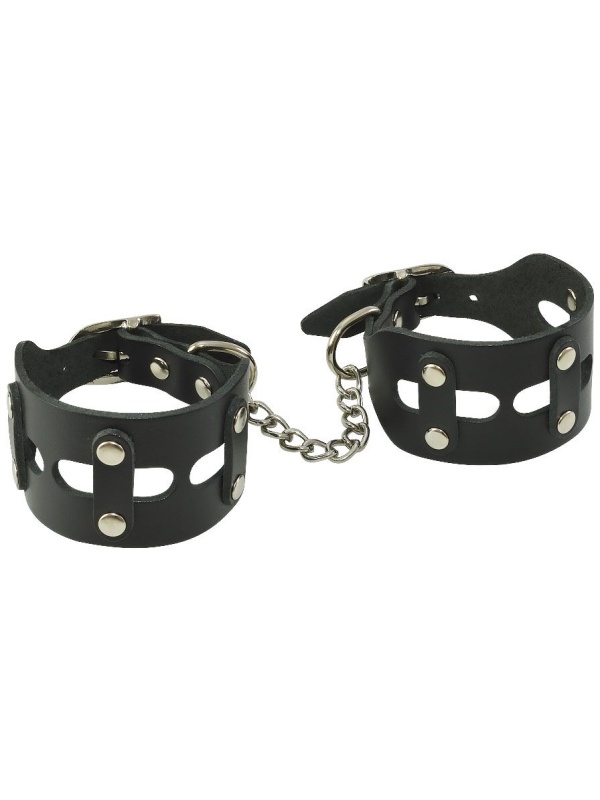 Черные кожаные наручники  Цезарь 