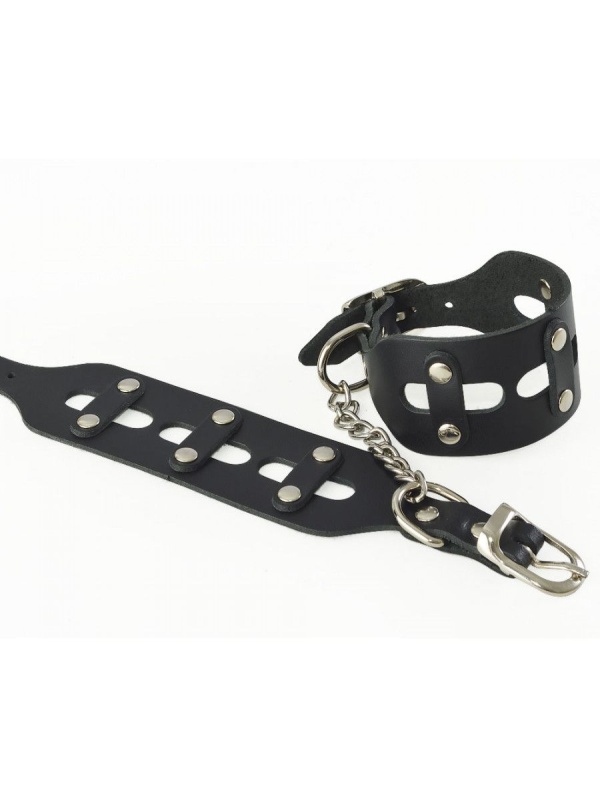 Черные кожаные наручники  Цезарь 