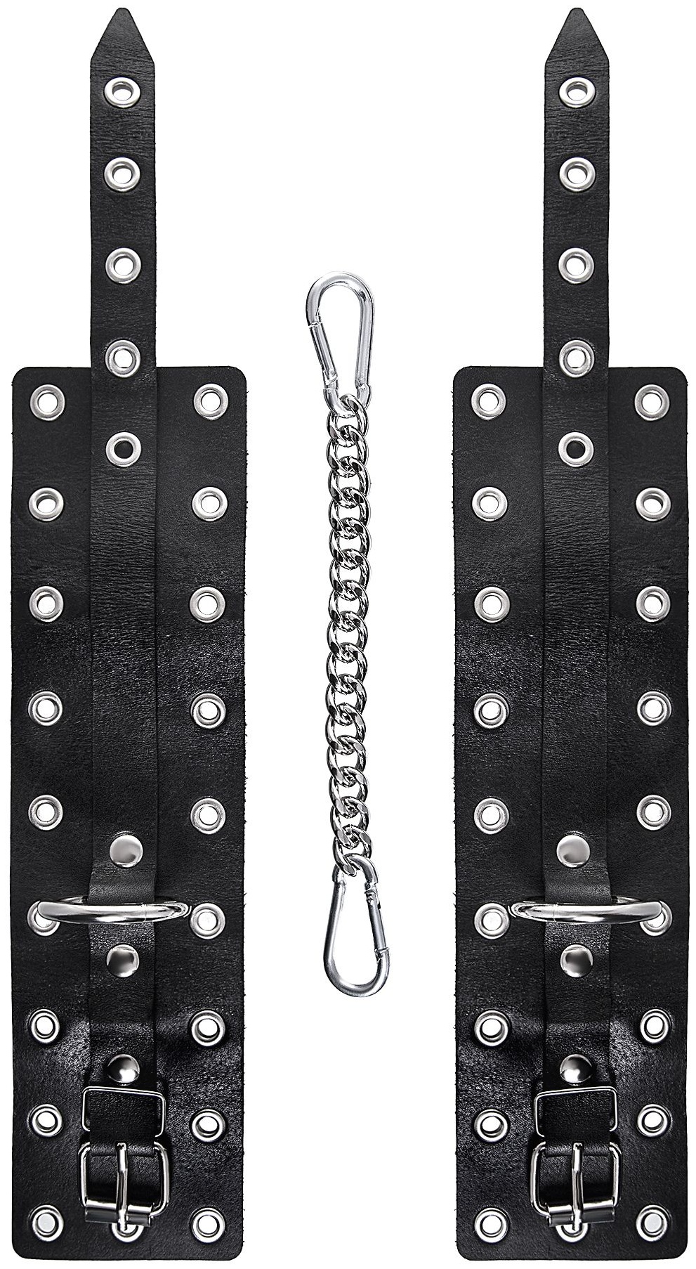 Черные кожаные однослойные оковы с люверсами