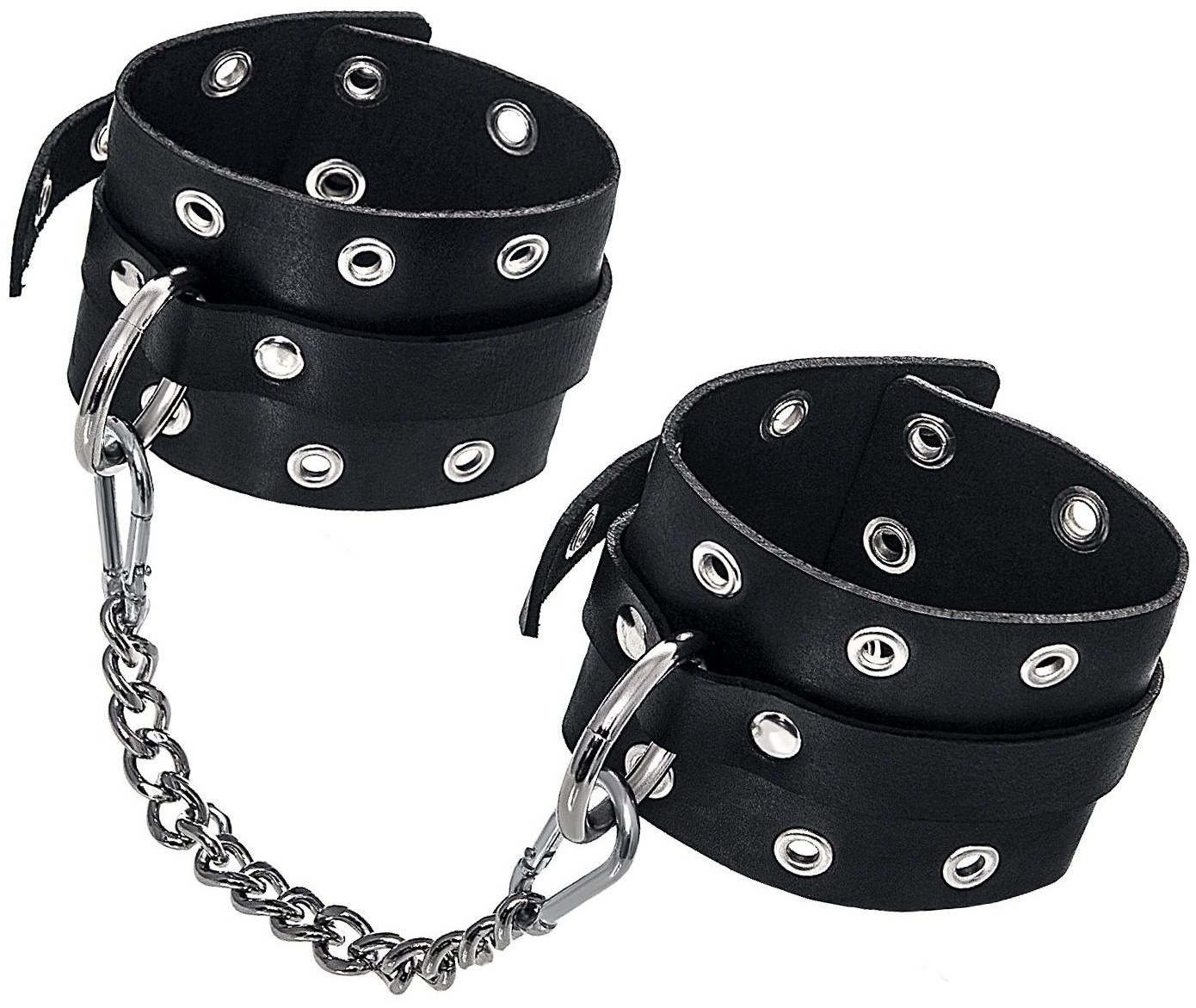 Черные кожаные однослойные оковы с люверсами