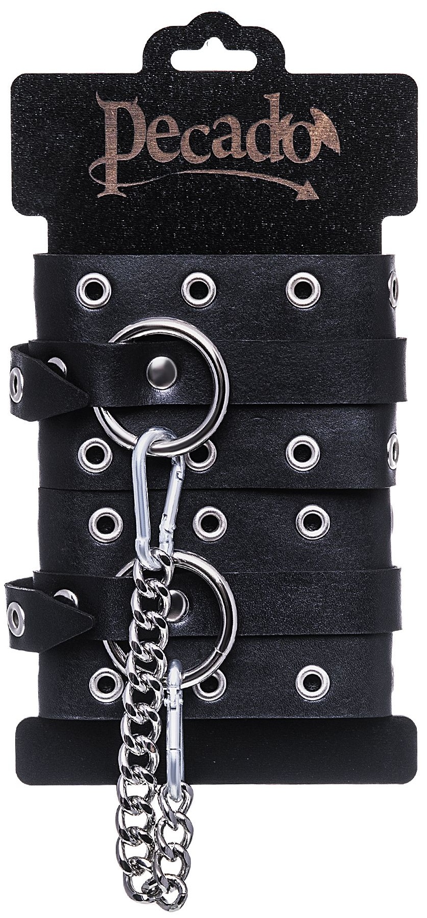 Черные кожаные однослойные оковы с люверсами