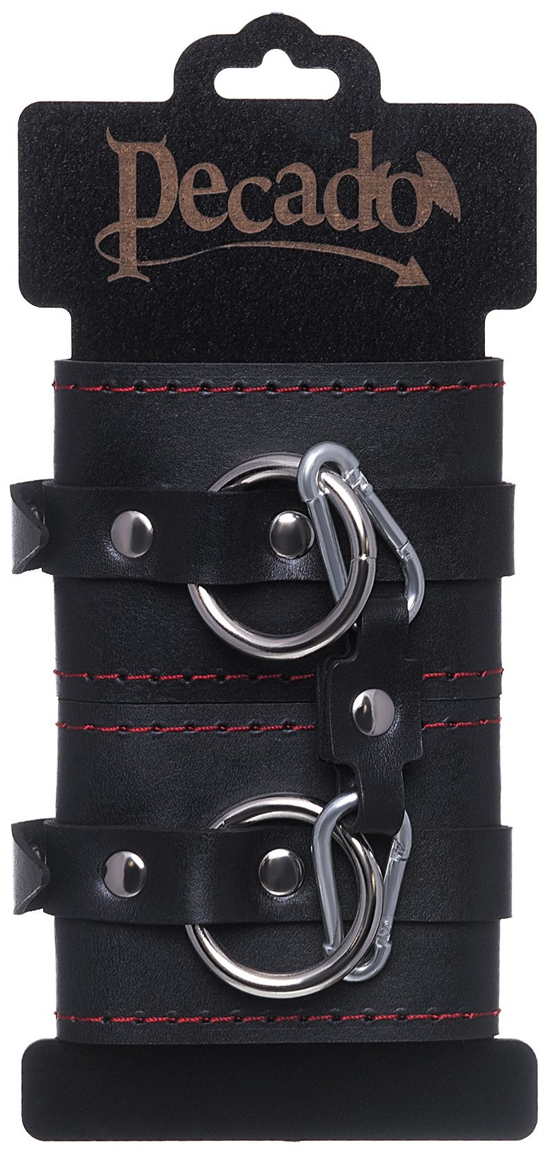 Черные кожаные однослойные наручники с контрастной строчкой