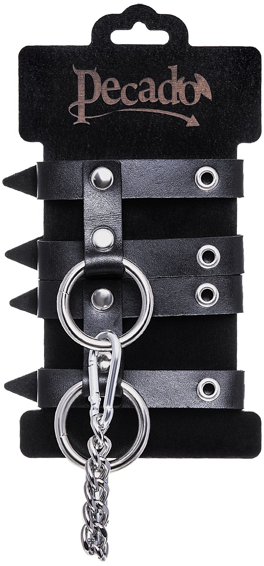 Черные однослойные кожаные наручники из двух ремешков