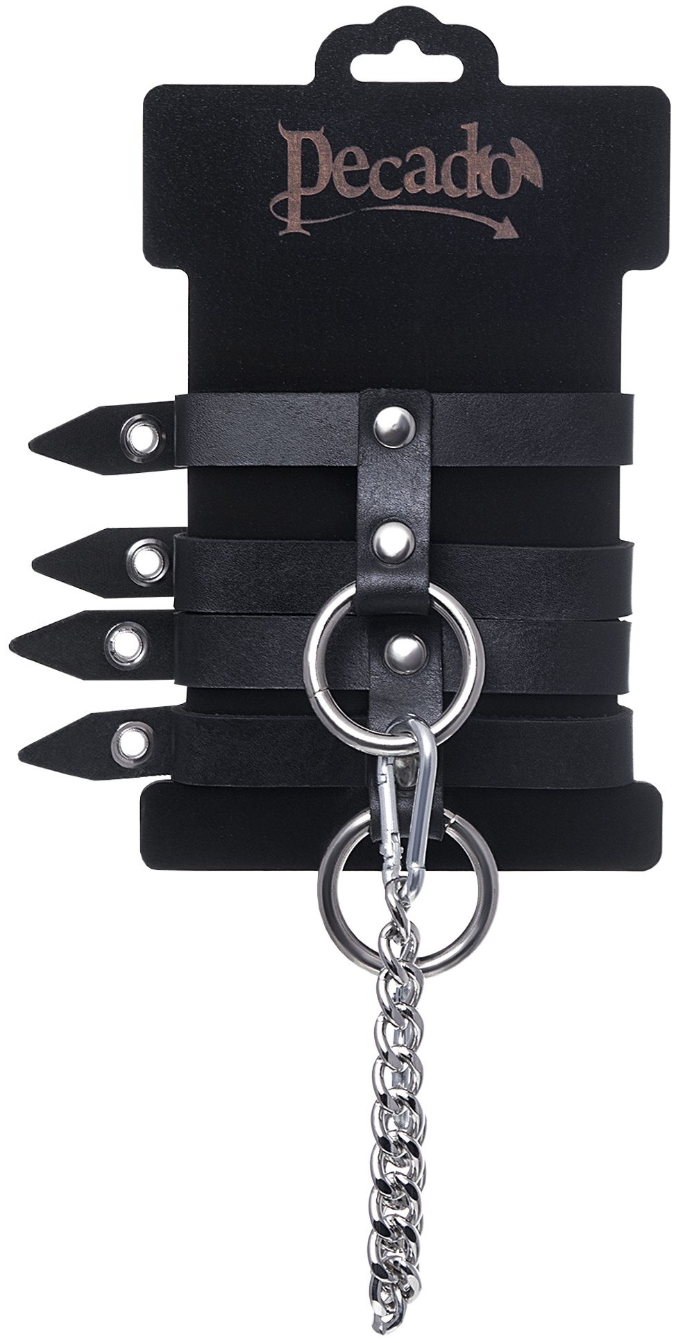 Черные однослойные кожаные оковы из двух ремешков