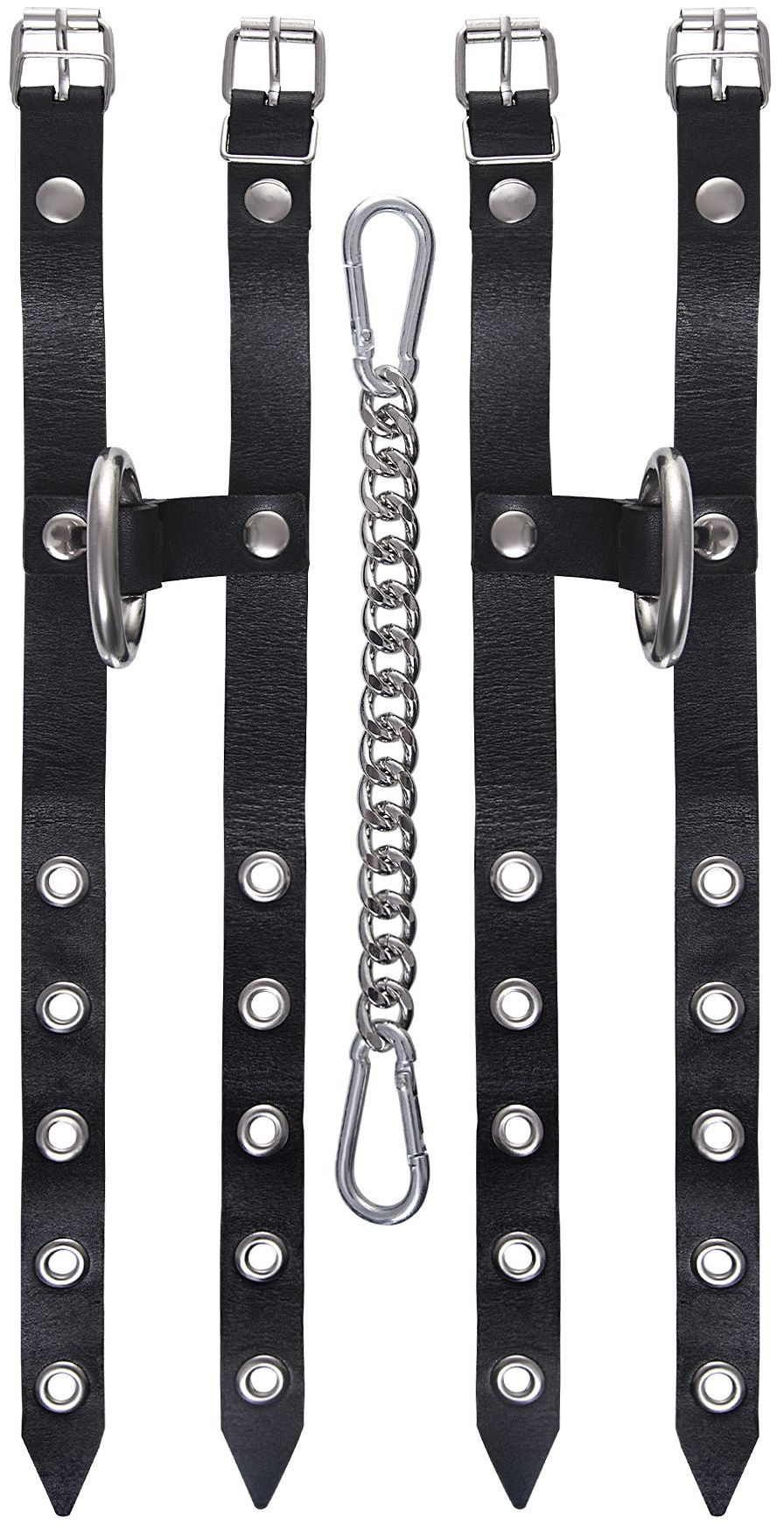 Черные однослойные кожаные оковы из двух ремешков