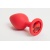 Красная силиконовая пробка с красным кристаллом - 9,5 см.