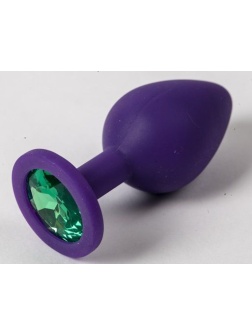 Фиолетовая силиконовая пробка с зеленым кристаллом - 9,5 см.