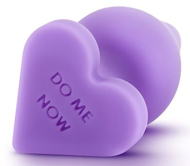 Фиолетовая анальная пробка Naughty Candy Heart Do Me Now - 8,9 см.