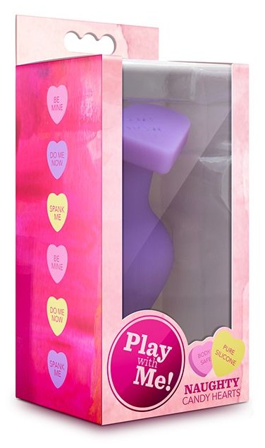 Фиолетовая анальная пробка Naughty Candy Heart Do Me Now - 8,9 см.