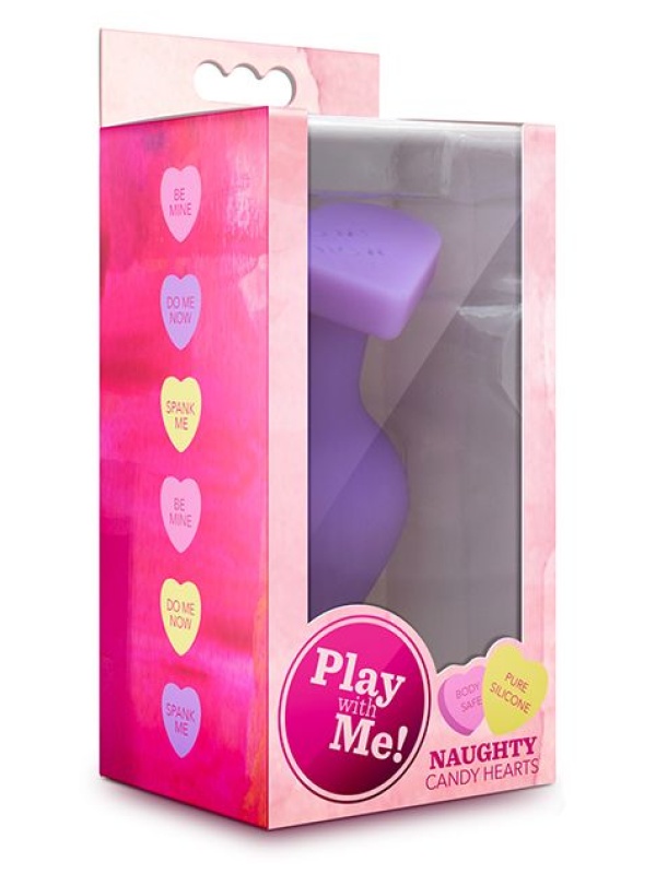Фиолетовая анальная пробка Naughty Candy Heart Do Me Now - 8,9 см.