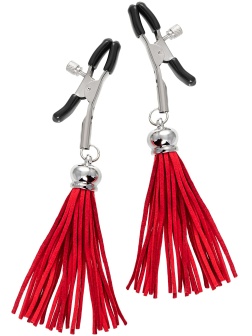 Зажимы на соски «Прищепки» с красными кисточками из замши