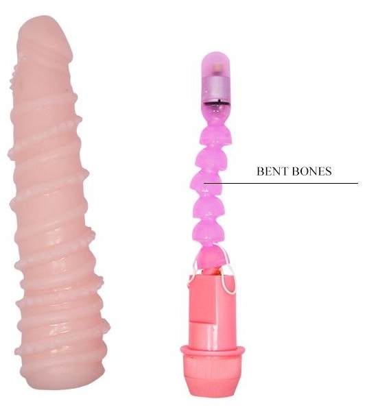 Гнущийся вибромассажер с хребтом - 19,5 см.