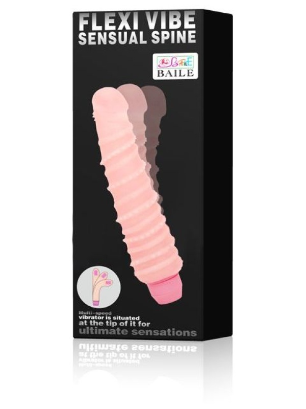 Гнущийся вибромассажер с хребтом - 19,5 см.