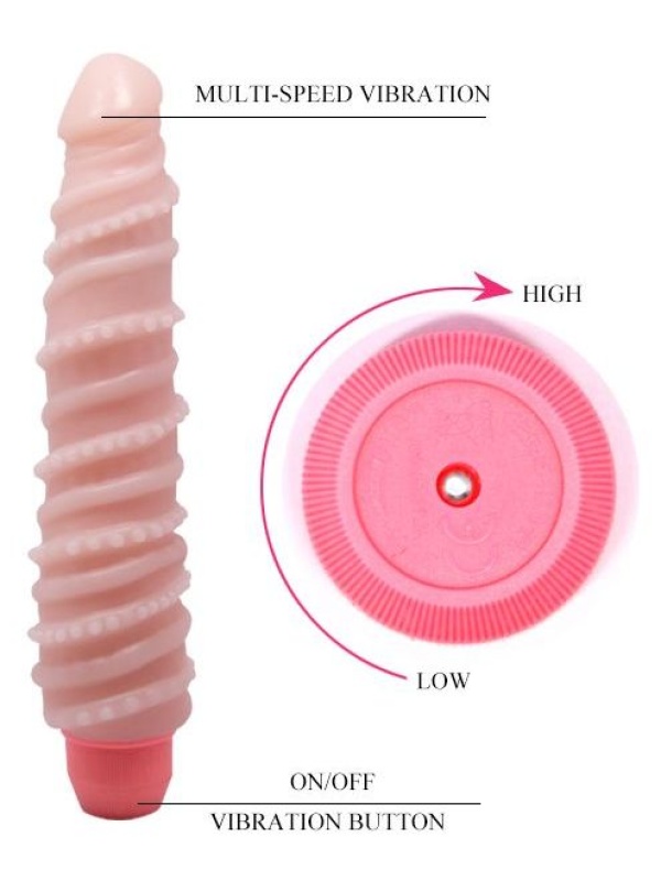 Гнущийся вибромассажер с хребтом - 19,5 см.