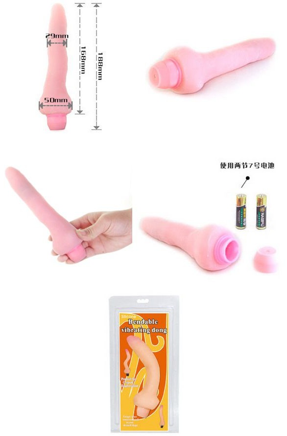 Гнущийся вибратор с мошонкой - 18,8 см.