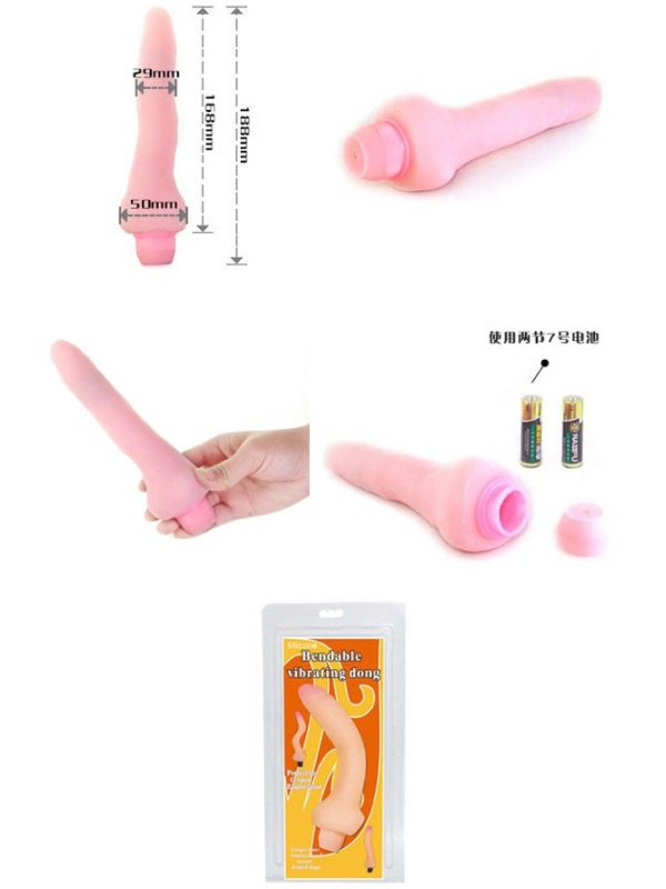 Гнущийся вибратор с мошонкой - 18,8 см.