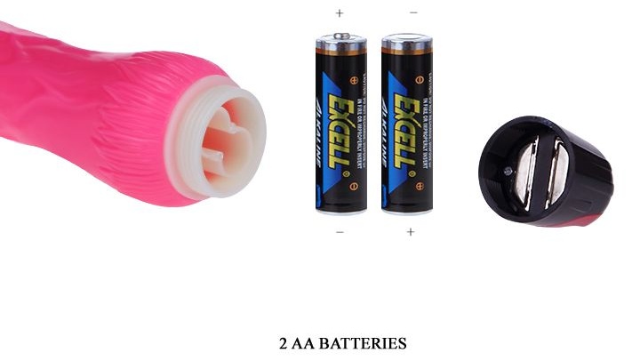 Ярко-розовый вибратор-реалистик с колёсиком - 24 см.