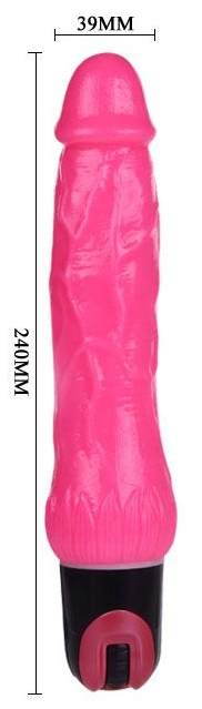 Ярко-розовый вибратор-реалистик с колёсиком - 24 см.