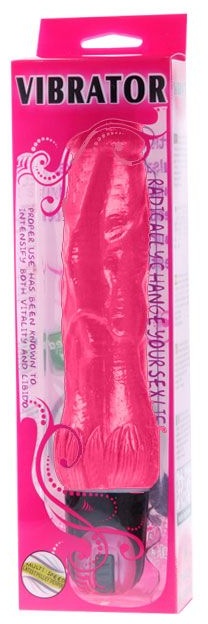 Ярко-розовый вибратор-реалистик с колёсиком - 24 см.