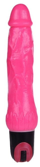 Ярко-розовый вибратор-реалистик с колёсиком - 24 см.