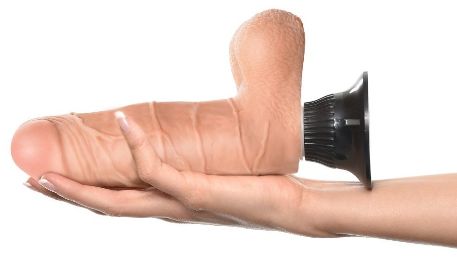 Вибратор телесного цвета с мошонкой Real Feel Deluxe №1 - 22 см.