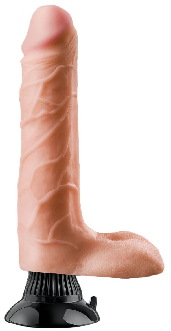 Вибратор телесного цвета с мошонкой Real Feel Deluxe №6 - 27 см.