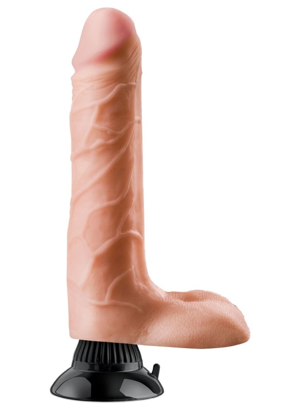 Вибратор телесного цвета с мошонкой Real Feel Deluxe №6 - 27 см.