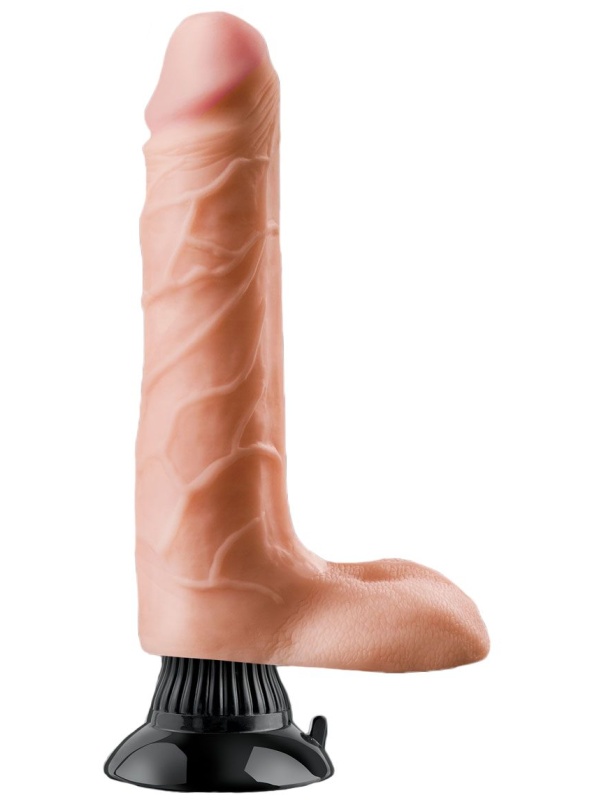Вибратор телесного цвета с мошонкой Real Feel Deluxe №6 - 27 см.