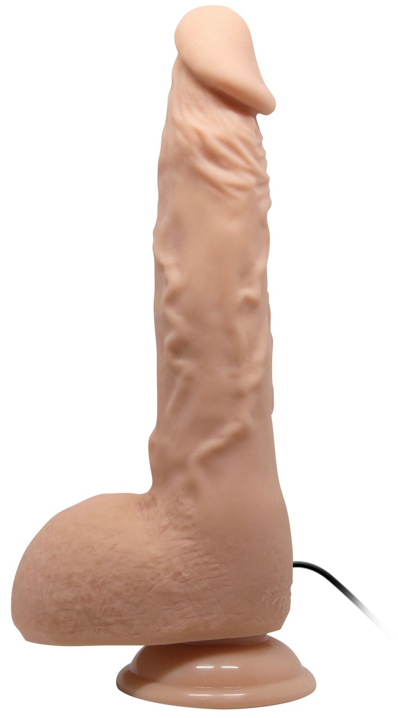 Телесный вибратор с большой мошонкой Jason - 25 см.