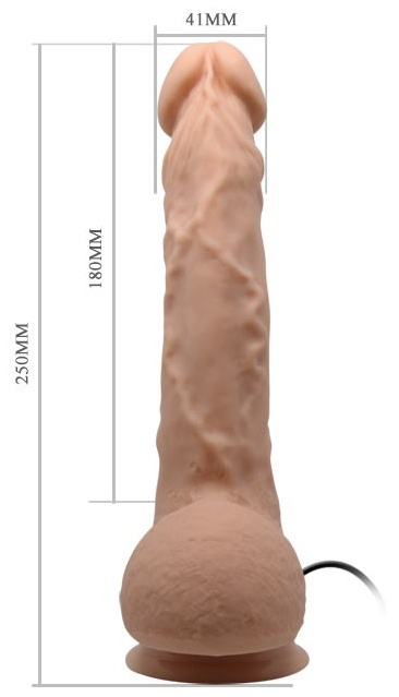 Телесный вибратор с большой мошонкой Jason - 25 см.