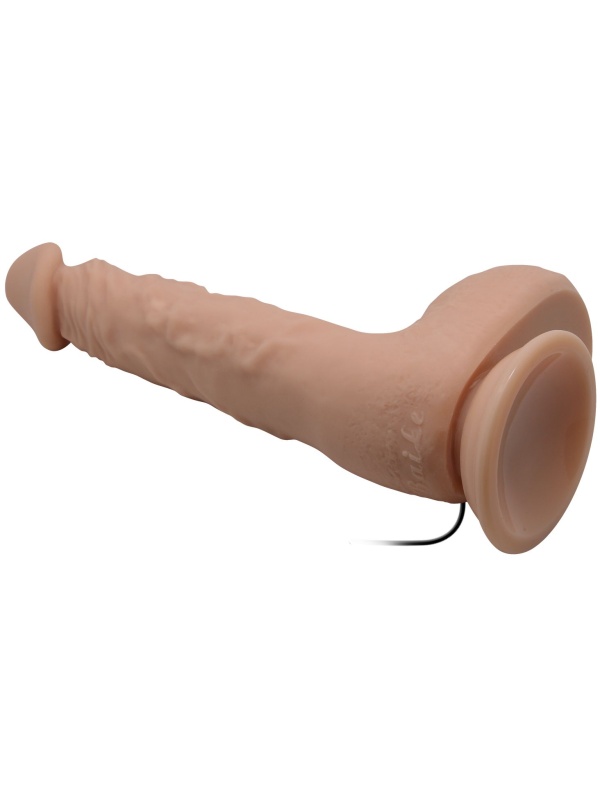 Телесный вибратор с большой мошонкой Jason - 25 см.