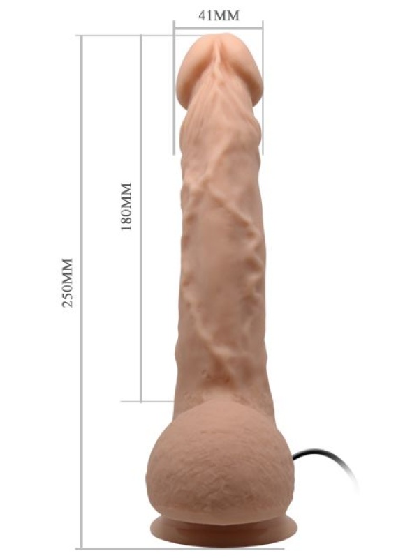 Телесный вибратор с большой мошонкой Jason - 25 см.