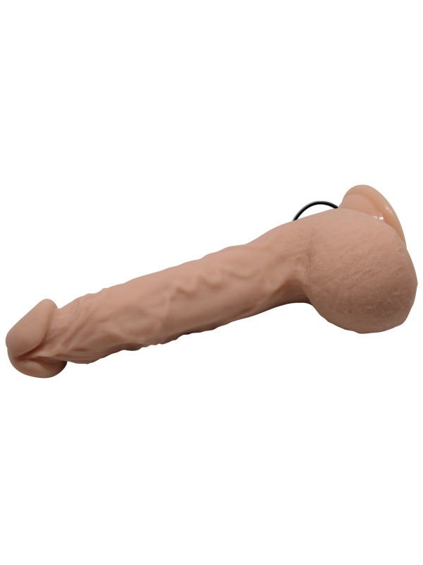 Телесный вибратор с большой мошонкой Jason - 25 см.
