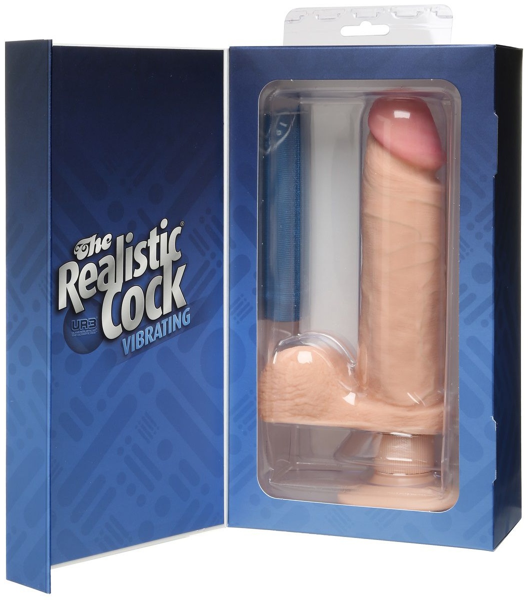Вибромассажер-реалистик на присоске The Realistic Cock ULTRASKYN Vibrating 8”- 23,5 см.