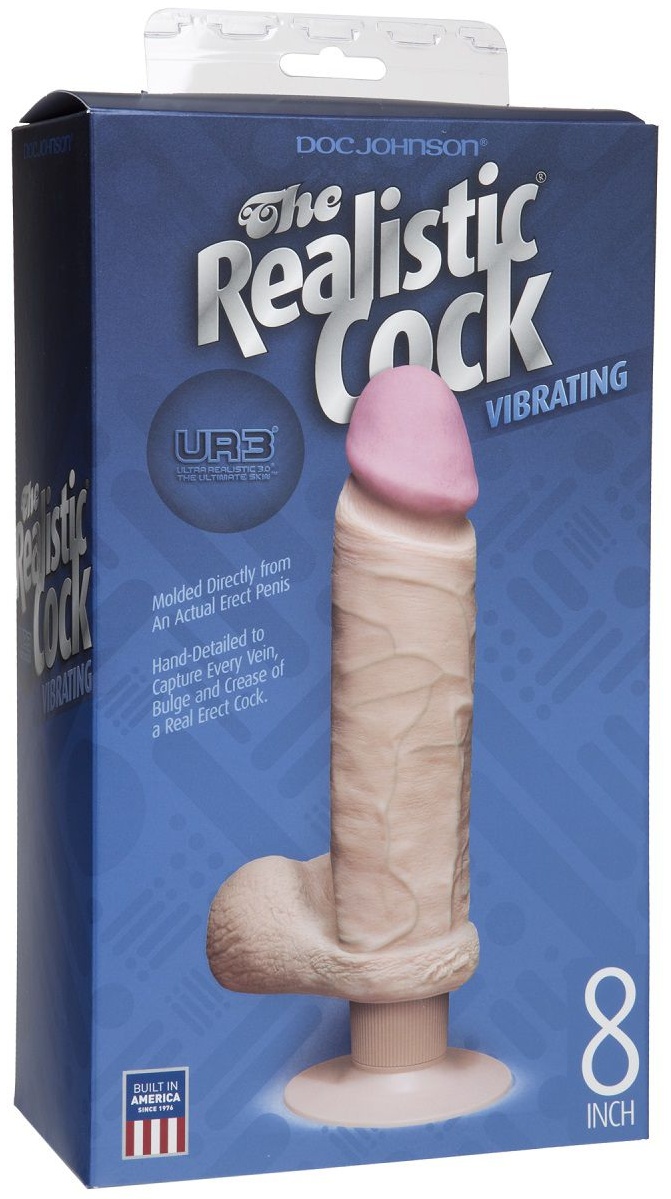 Вибромассажер-реалистик на присоске The Realistic Cock ULTRASKYN Vibrating 8”- 23,5 см.