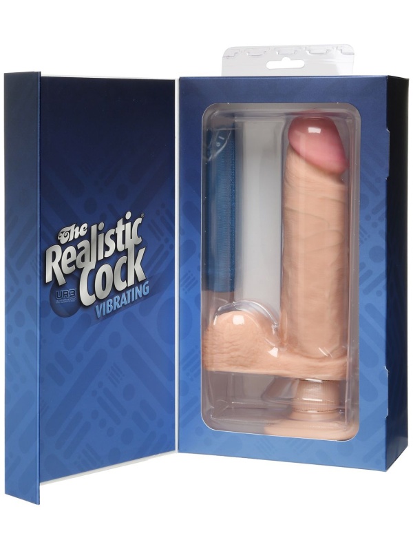Вибромассажер-реалистик на присоске The Realistic Cock ULTRASKYN Vibrating 8”- 23,5 см.