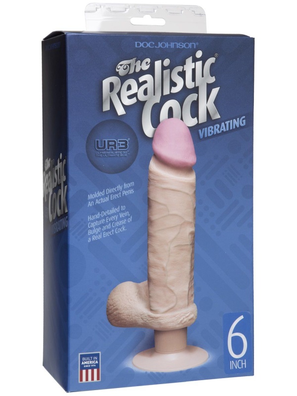 Вибромассажер-реалистик на присоске The Realistic Cock ULTRASKYN Vibrating 6”- 21,6 см.