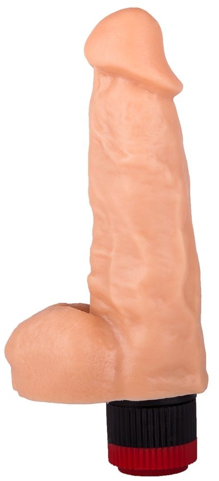 Гелевый вибромассажёр с мошонкой - 17,8 см.