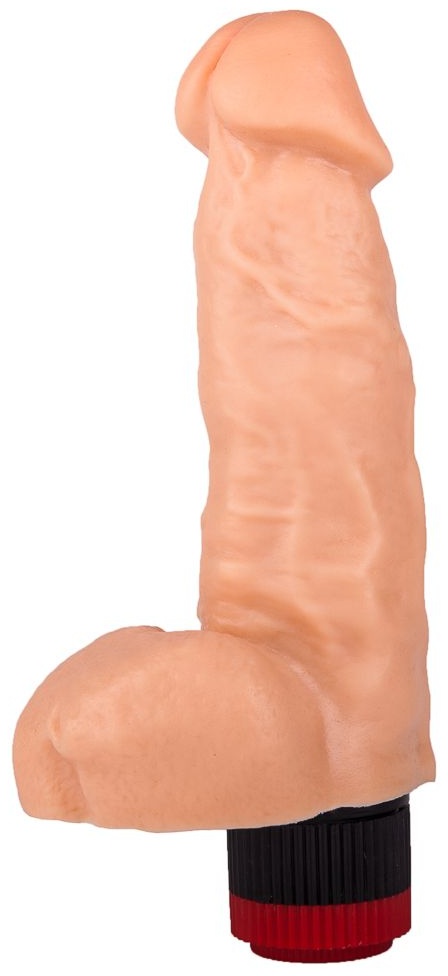 Гелевый вибромассажёр с мошонкой - 17,8 см.