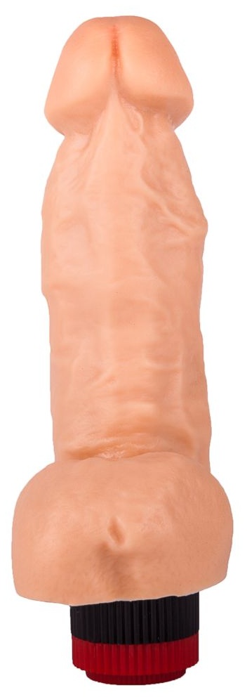 Гелевый вибромассажёр с мошонкой - 17,8 см.