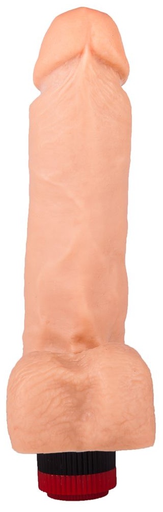 Гелевый виброфаллос с мошонкой - 19 см.