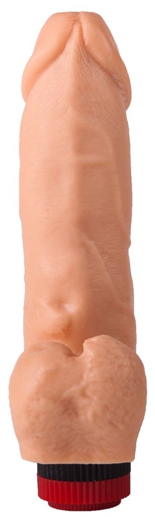 Реалистичный виброфаллос с мошонкой - 15,5 см.