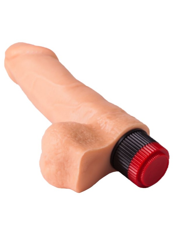 Реалистичный виброфаллос с мошонкой - 15,5 см.