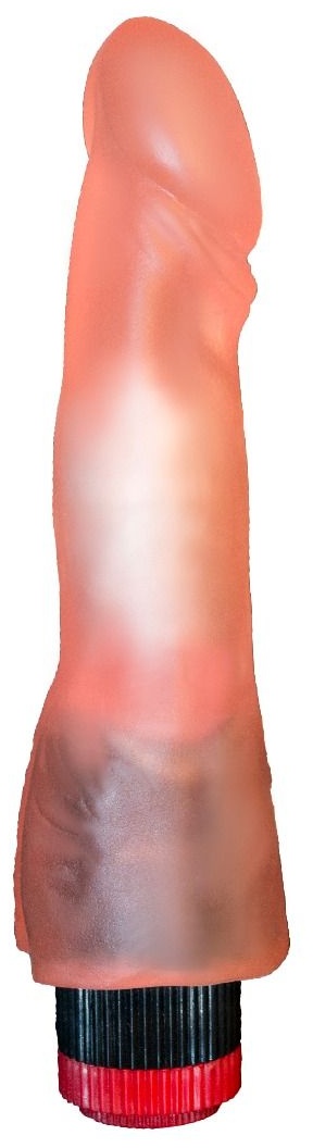 Розовый гелевый вибратор с каплевидной головкой - 19,5 см.