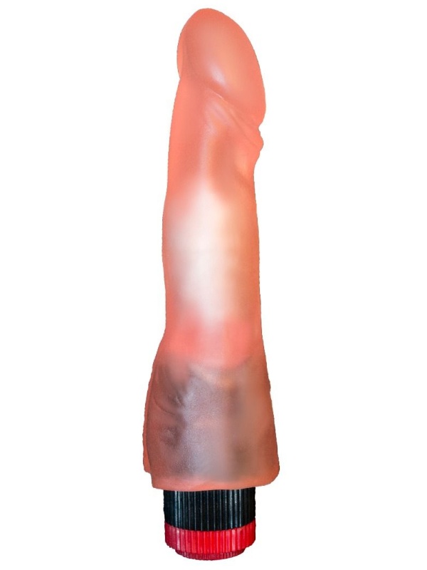 Розовый гелевый вибратор с каплевидной головкой - 19,5 см.