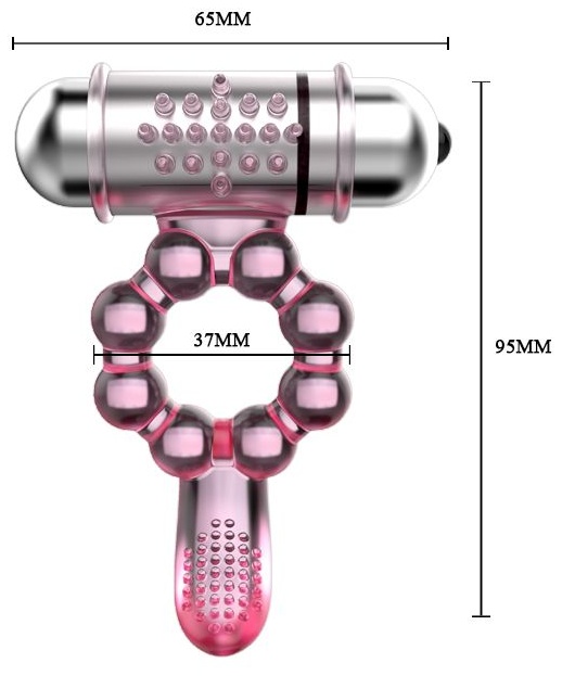 Розовое эрекционное кольцо с вибростимуляцией клитора Baile